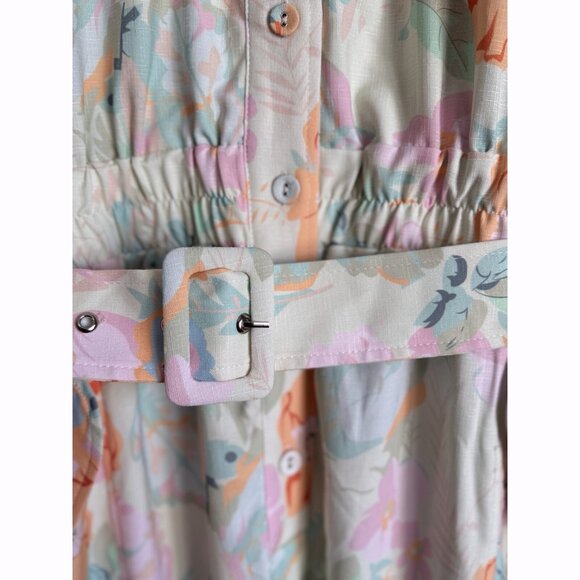 L'Atiste Floral Utility Jogger Jumpsuit Sz 2X Roll Tab Sleeve Cottagecore Casual - Picture 5 of 13